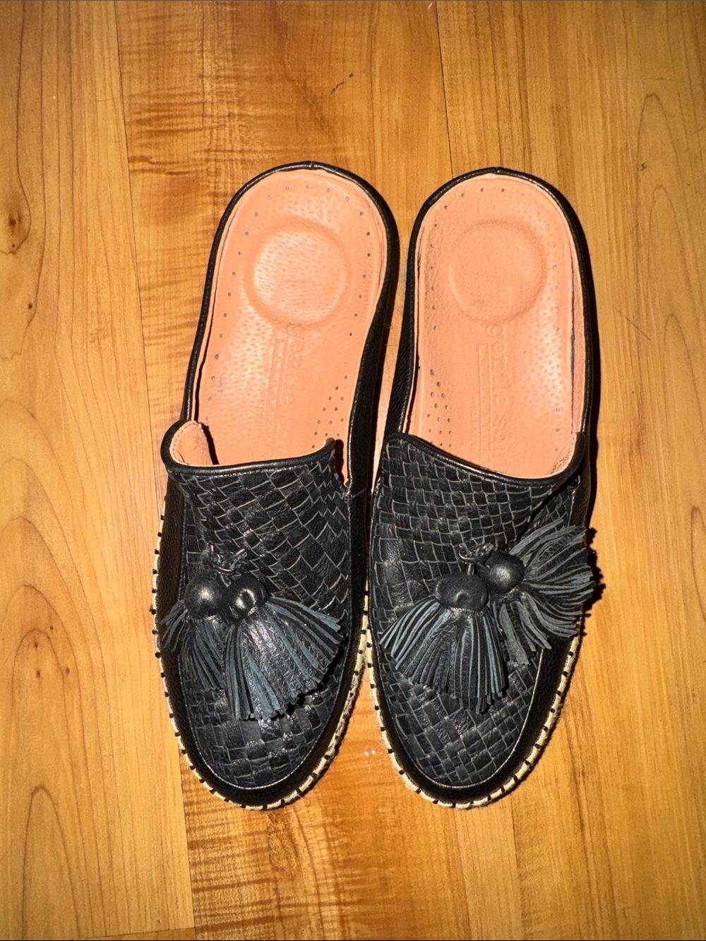 gentle souls Black Woven Tassel Slip-On Mules(11)